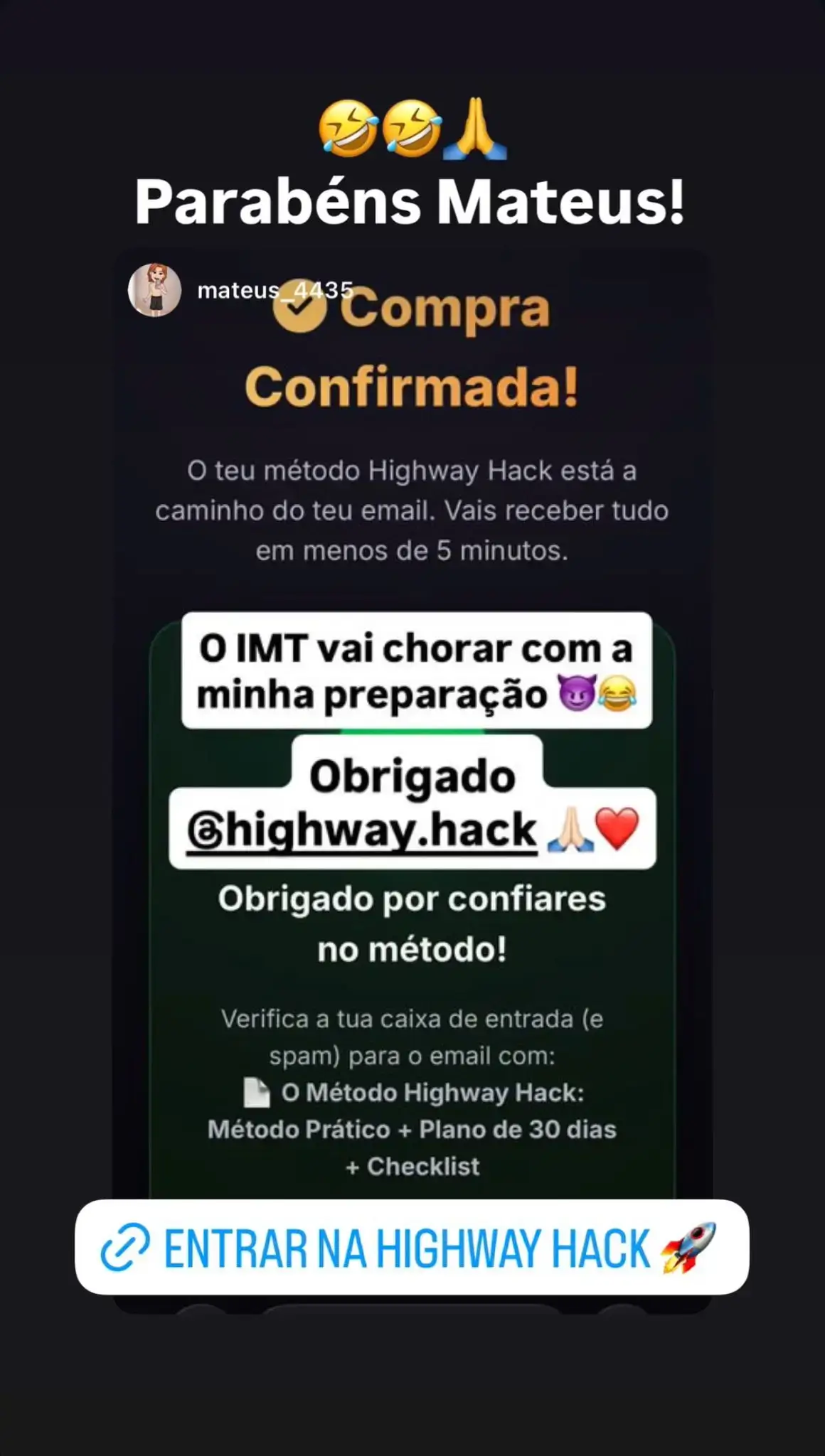 Compra Confirmada - Parabéns Mateus